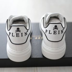Philipp Plein Shoes | White Philipp Plein Iconic Leather Sneakers New 36 | Color: Black/White | Size: 6 | Carolopez2094's Closet